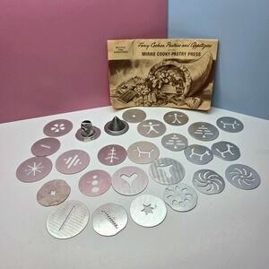 Mirro Cookie Pastry Press Discs Lot of 27 DISCS ONLY & Recipe Book • Vintage